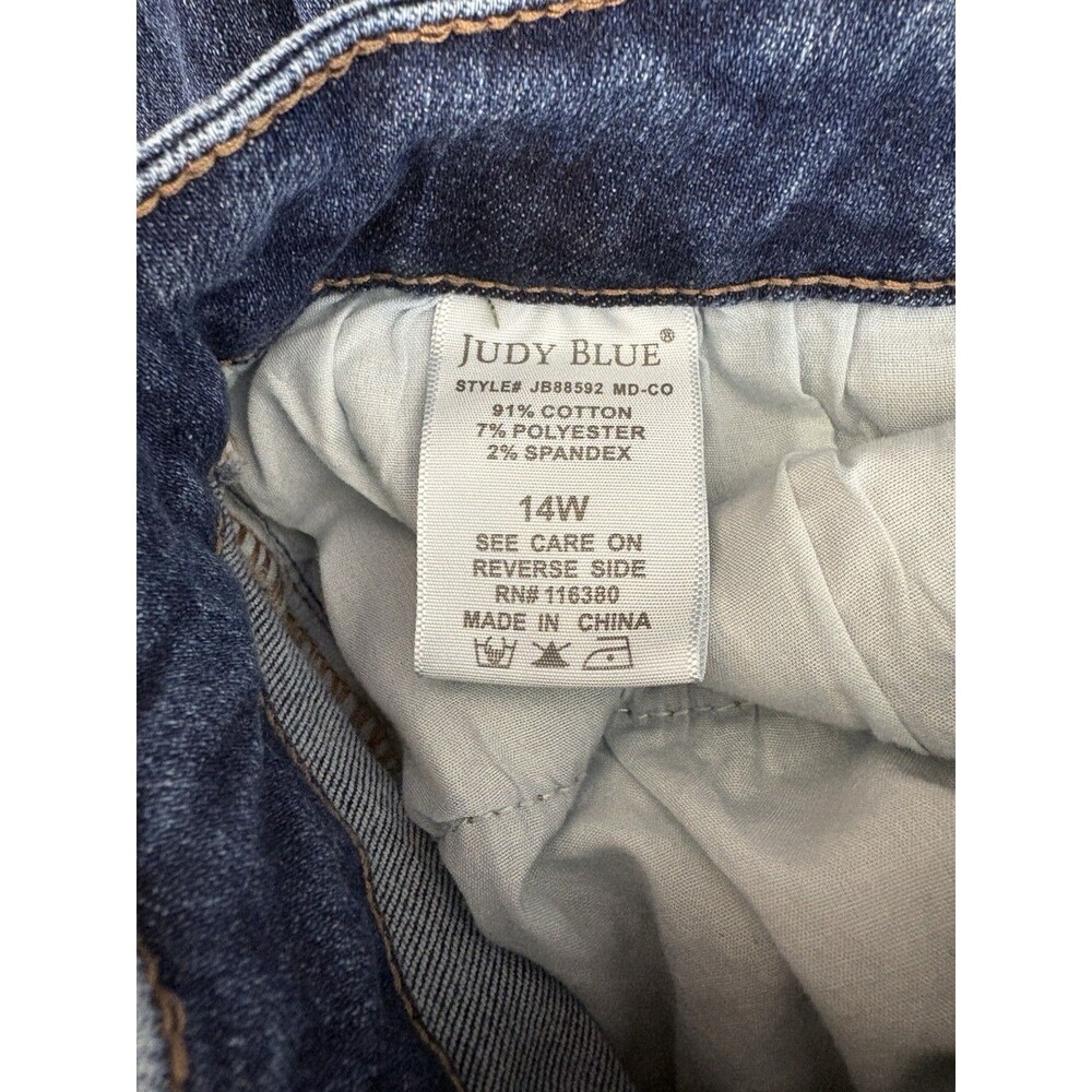Judy Blue Womens Jeans Adult Size 14W Wide Leg Medium Wash Stretch Pockets - Picture 3 of 10